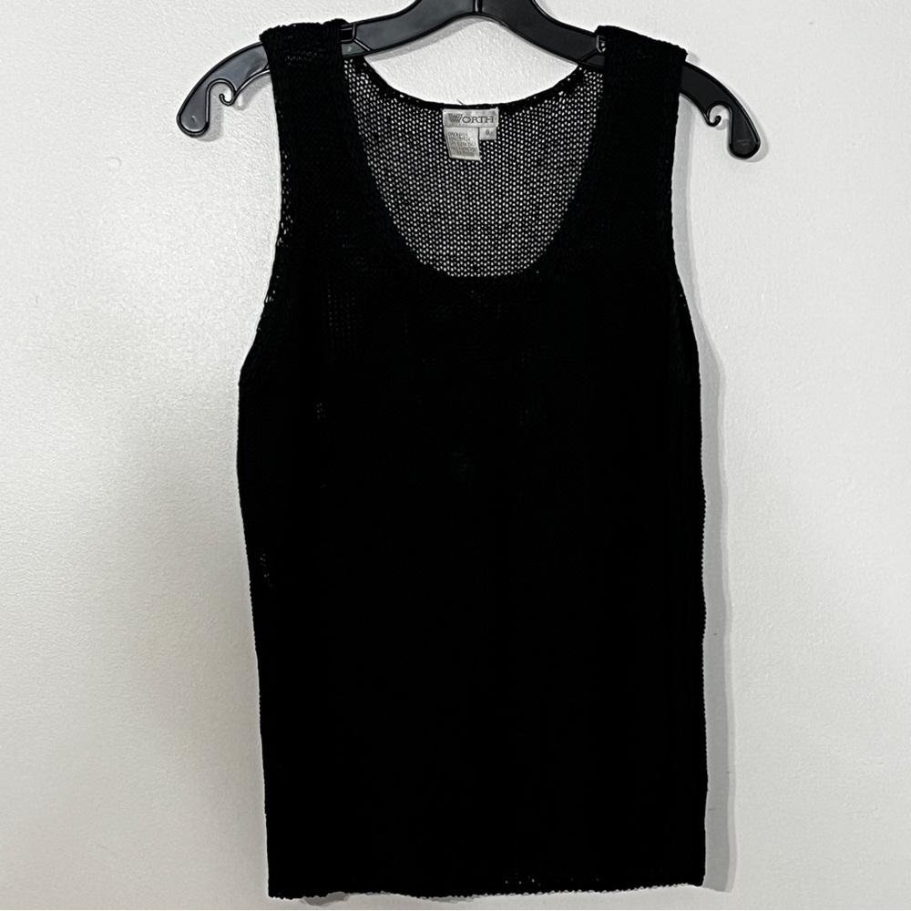 W Worth Black Soft Sweater Knit Tank Top